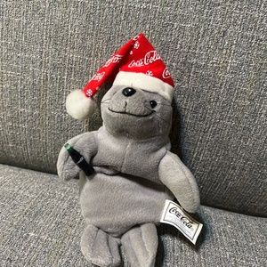 Vintage 1997 Christmas Coca Cola Plush Stuffed Seal w/ coke bottle